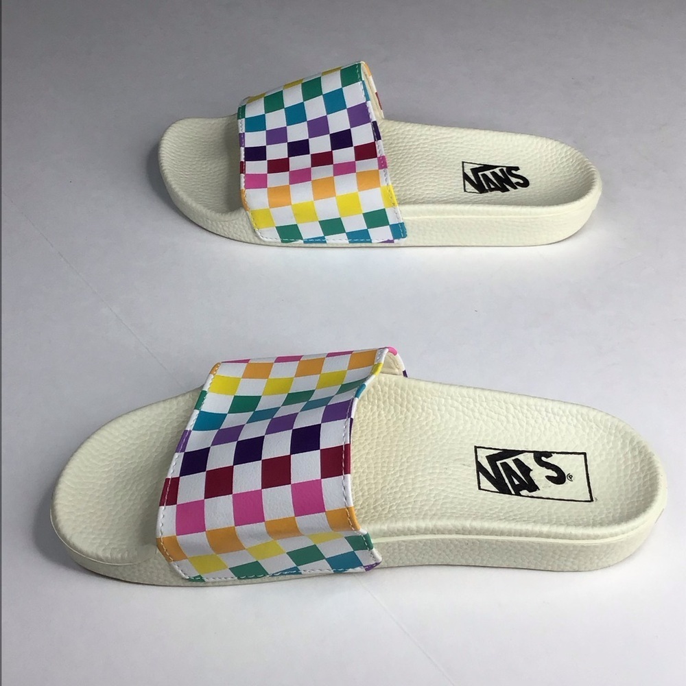 Vans Rainbow Checkered Slides Size 7. - image 7